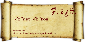 Fürst Ákos névjegykártya